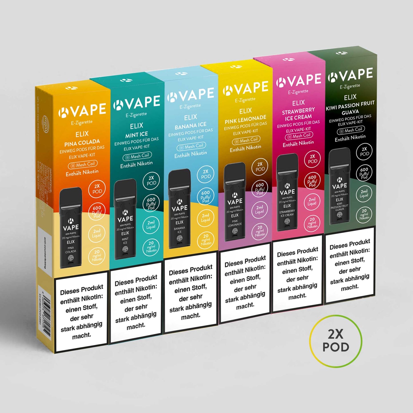 E-Zigarette K-Vape Elix - 2x Nachfüllpods 6-er Pack All Tastes